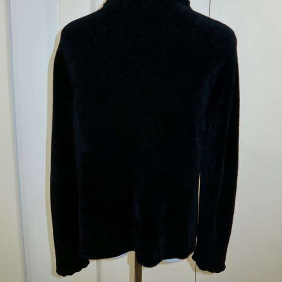 Coldwater Creek Black Size M Chenille Cardigan Sweater with Red Rose Detail - Picture 5 of 7